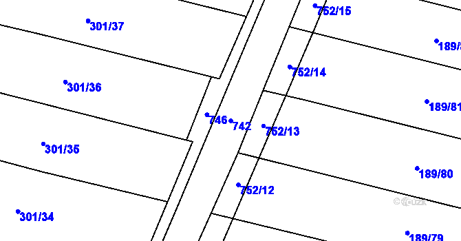 Parcela st. 742 v KÚ Světlá u Šebetova, Katastrální mapa