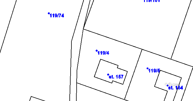Parcela st. 119/4 v KÚ Světlá u Šebetova, Katastrální mapa