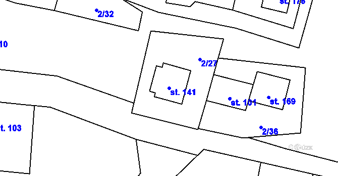 Parcela st. 141 v KÚ Světlá u Šebetova, Katastrální mapa