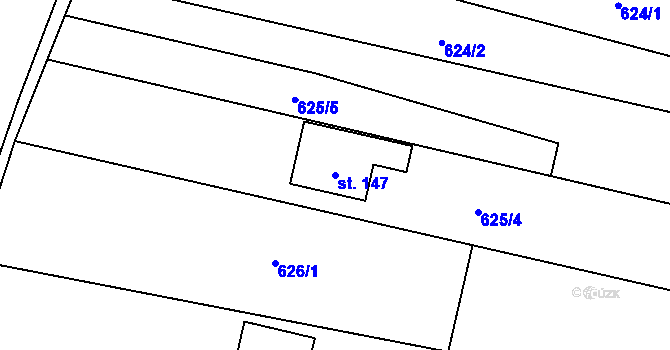 Parcela st. 147 v KÚ Světlá u Šebetova, Katastrální mapa