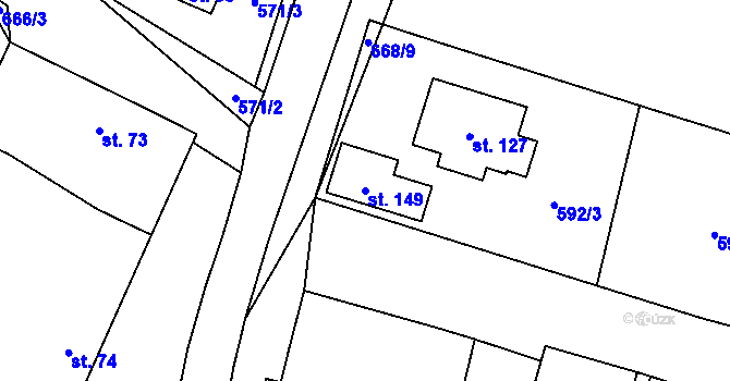 Parcela st. 149 v KÚ Světlá u Šebetova, Katastrální mapa
