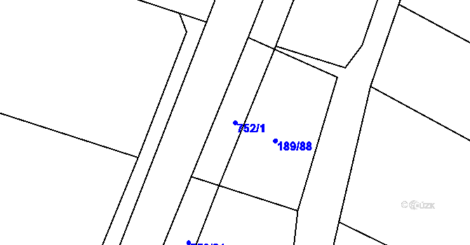 Parcela st. 752/1 v KÚ Světlá u Šebetova, Katastrální mapa