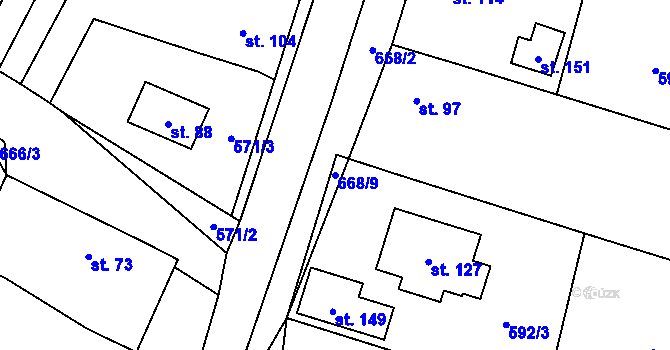 Parcela st. 668/9 v KÚ Světlá u Šebetova, Katastrální mapa