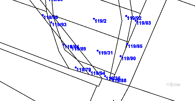Parcela st. 119/31 v KÚ Světlá u Šebetova, Katastrální mapa
