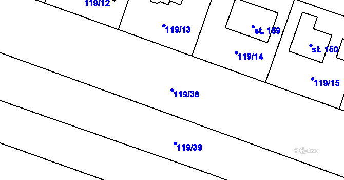 Parcela st. 119/38 v KÚ Světlá u Šebetova, Katastrální mapa