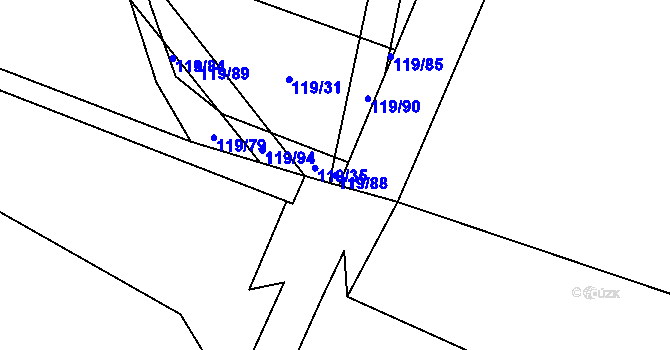 Parcela st. 119/88 v KÚ Světlá u Šebetova, Katastrální mapa
