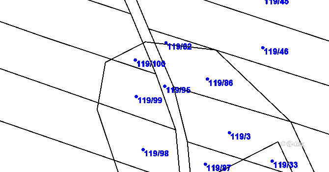 Parcela st. 119/95 v KÚ Světlá u Šebetova, Katastrální mapa