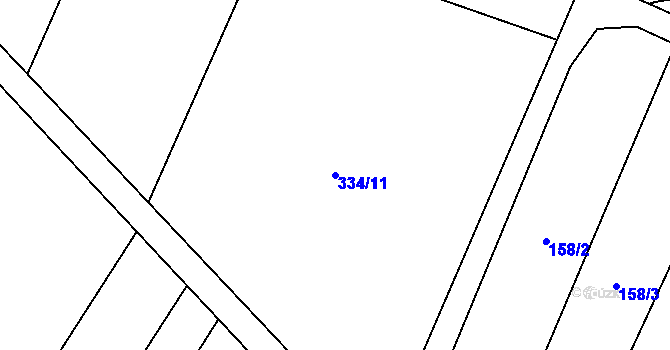 Parcela st. 334/11 v KÚ Světlá u Šebetova, Katastrální mapa