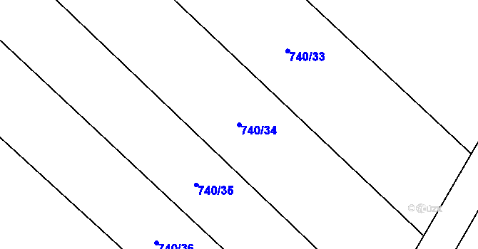 Parcela st. 740/34 v KÚ Světlá u Šebetova, Katastrální mapa