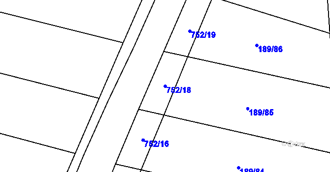 Parcela st. 752/18 v KÚ Světlá u Šebetova, Katastrální mapa