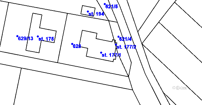 Parcela st. 177/1 v KÚ Světlá u Šebetova, Katastrální mapa