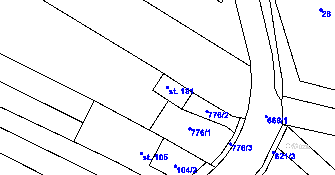 Parcela st. 181 v KÚ Světlá u Šebetova, Katastrální mapa