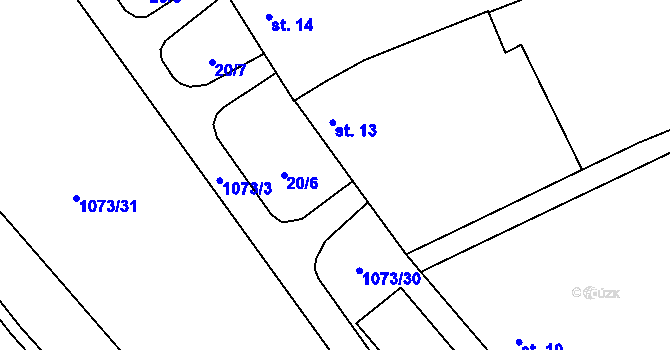 Parcela st. 13 v KÚ Šebetov, Katastrální mapa