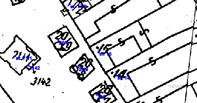 Parcela st. 15 v KÚ Šebetov, Katastrální mapa