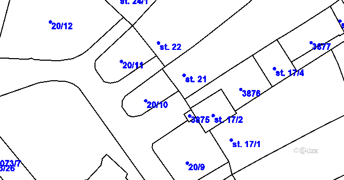 Parcela st. 21 v KÚ Šebetov, Katastrální mapa
