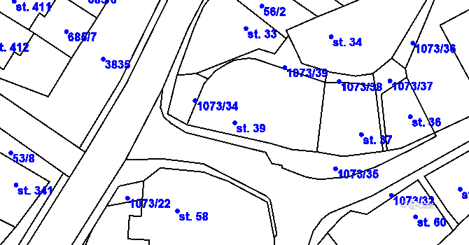 Parcela st. 39 v KÚ Šebetov, Katastrální mapa