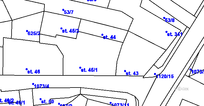 Parcela st. 44 v KÚ Šebetov, Katastrální mapa