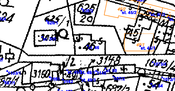 Parcela st. 46 v KÚ Šebetov, Katastrální mapa