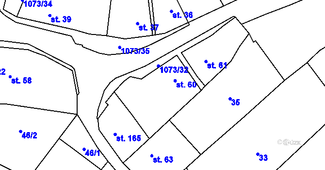 Parcela st. 60 v KÚ Šebetov, Katastrální mapa