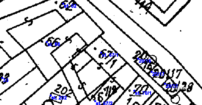 Parcela st. 67/1 v KÚ Šebetov, Katastrální mapa