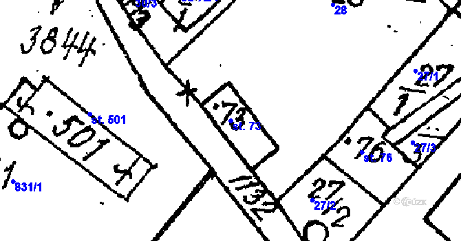 Parcela st. 73 v KÚ Šebetov, Katastrální mapa
