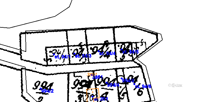 Parcela st. 94/4 v KÚ Šebetov, Katastrální mapa