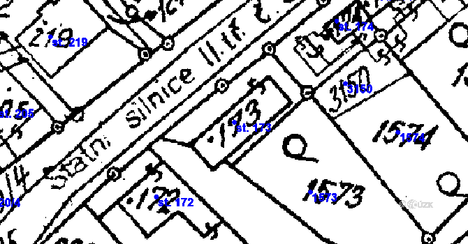 Parcela st. 173 v KÚ Šebetov, Katastrální mapa