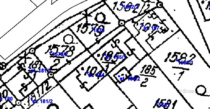 Parcela st. 185/1 v KÚ Šebetov, Katastrální mapa