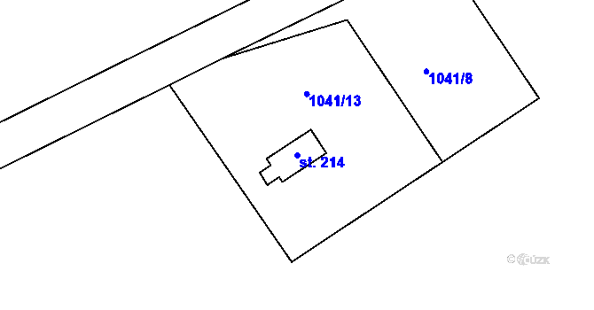 Parcela st. 214 v KÚ Šebetov, Katastrální mapa