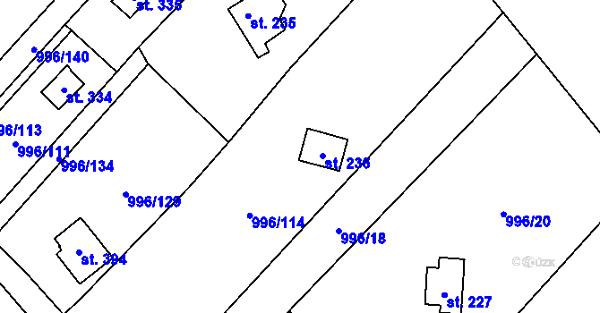 Parcela st. 236 v KÚ Šebetov, Katastrální mapa