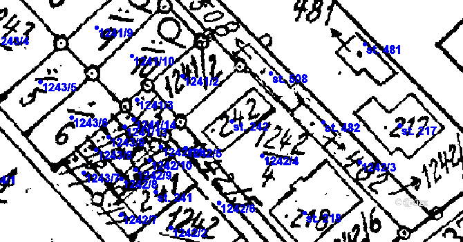 Parcela st. 242 v KÚ Šebetov, Katastrální mapa
