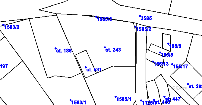 Parcela st. 243 v KÚ Šebetov, Katastrální mapa