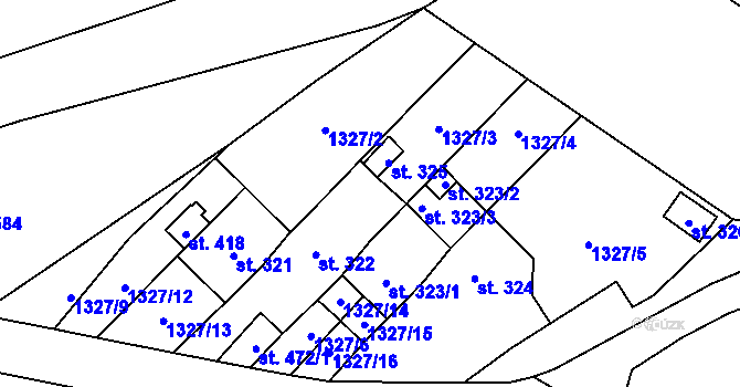 Parcela st. 325 v KÚ Šebetov, Katastrální mapa