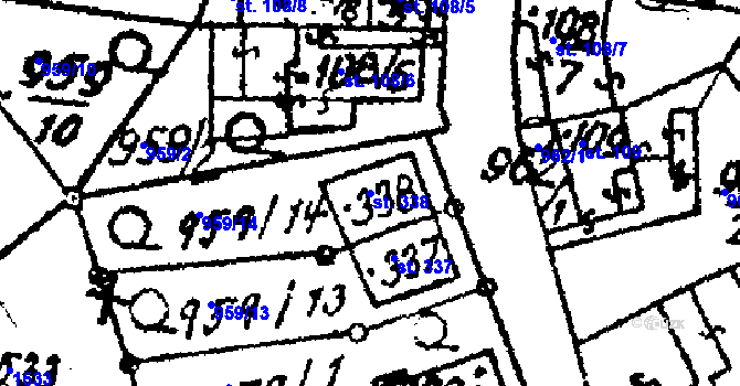 Parcela st. 338 v KÚ Šebetov, Katastrální mapa