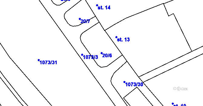 Parcela st. 20/6 v KÚ Šebetov, Katastrální mapa