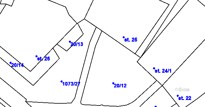 Parcela st. 20/12 v KÚ Šebetov, Katastrální mapa