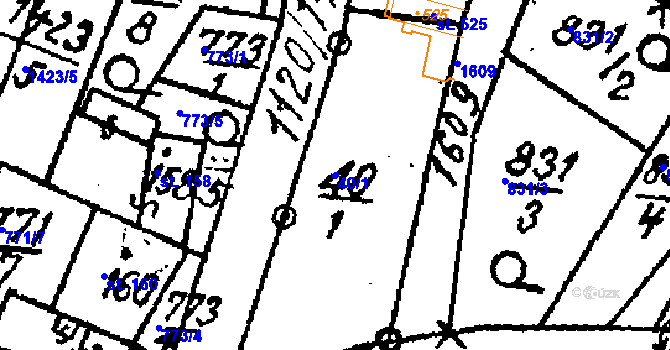 Parcela st. 40/1 v KÚ Šebetov, Katastrální mapa