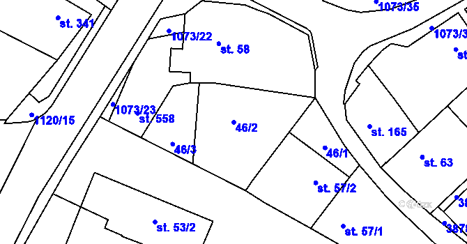 Parcela st. 46/2 v KÚ Šebetov, Katastrální mapa