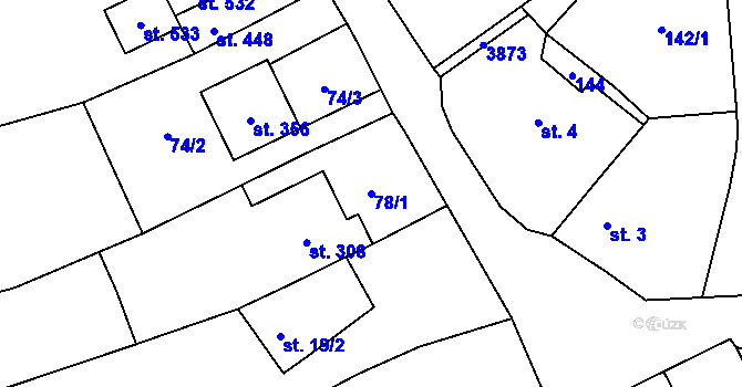 Parcela st. 78/1 v KÚ Šebetov, Katastrální mapa