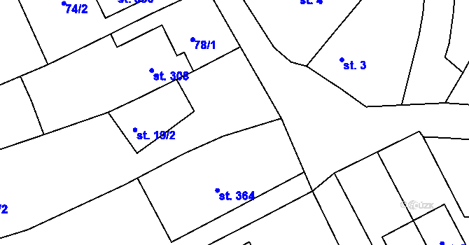 Parcela st. 78/2 v KÚ Šebetov, Katastrální mapa