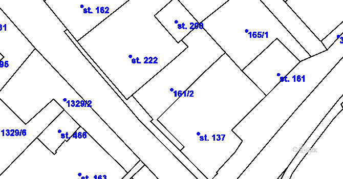 Parcela st. 161/2 v KÚ Šebetov, Katastrální mapa