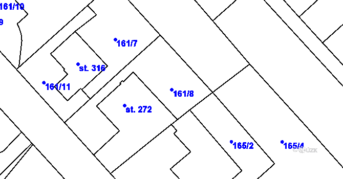 Parcela st. 161/8 v KÚ Šebetov, Katastrální mapa