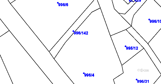 Parcela st. 996/7 v KÚ Šebetov, Katastrální mapa