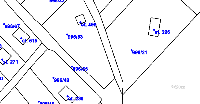 Parcela st. 996/40 v KÚ Šebetov, Katastrální mapa
