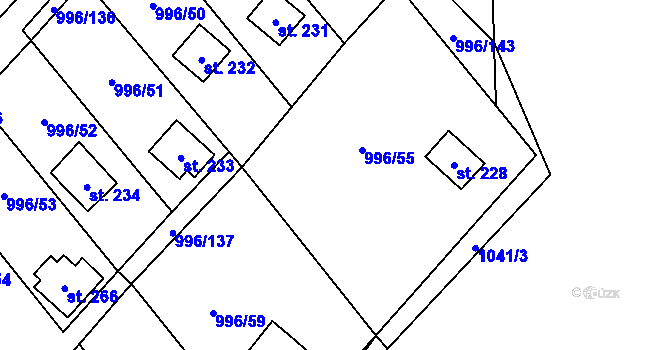 Parcela st. 996/56 v KÚ Šebetov, Katastrální mapa