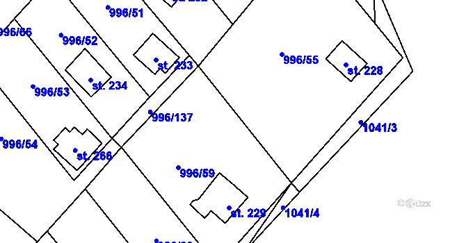 Parcela st. 996/57 v KÚ Šebetov, Katastrální mapa
