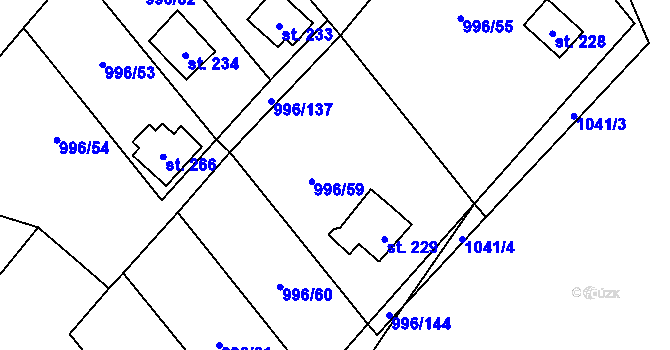 Parcela st. 996/58 v KÚ Šebetov, Katastrální mapa