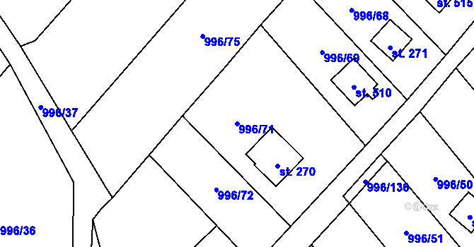 Parcela st. 996/71 v KÚ Šebetov, Katastrální mapa