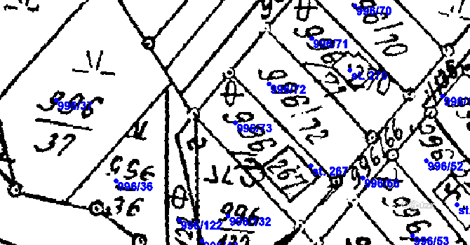 Parcela st. 996/73 v KÚ Šebetov, Katastrální mapa