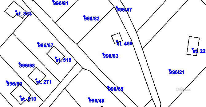 Parcela st. 996/83 v KÚ Šebetov, Katastrální mapa